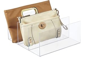 mDesign Plastic Purse/Handbag Organizer - Closet Divided Storage for Bags, Clutches, Wallets, Wristlets - Space-Saving Bedroom and Cabinet Organization, Lumiere Collection - Clear