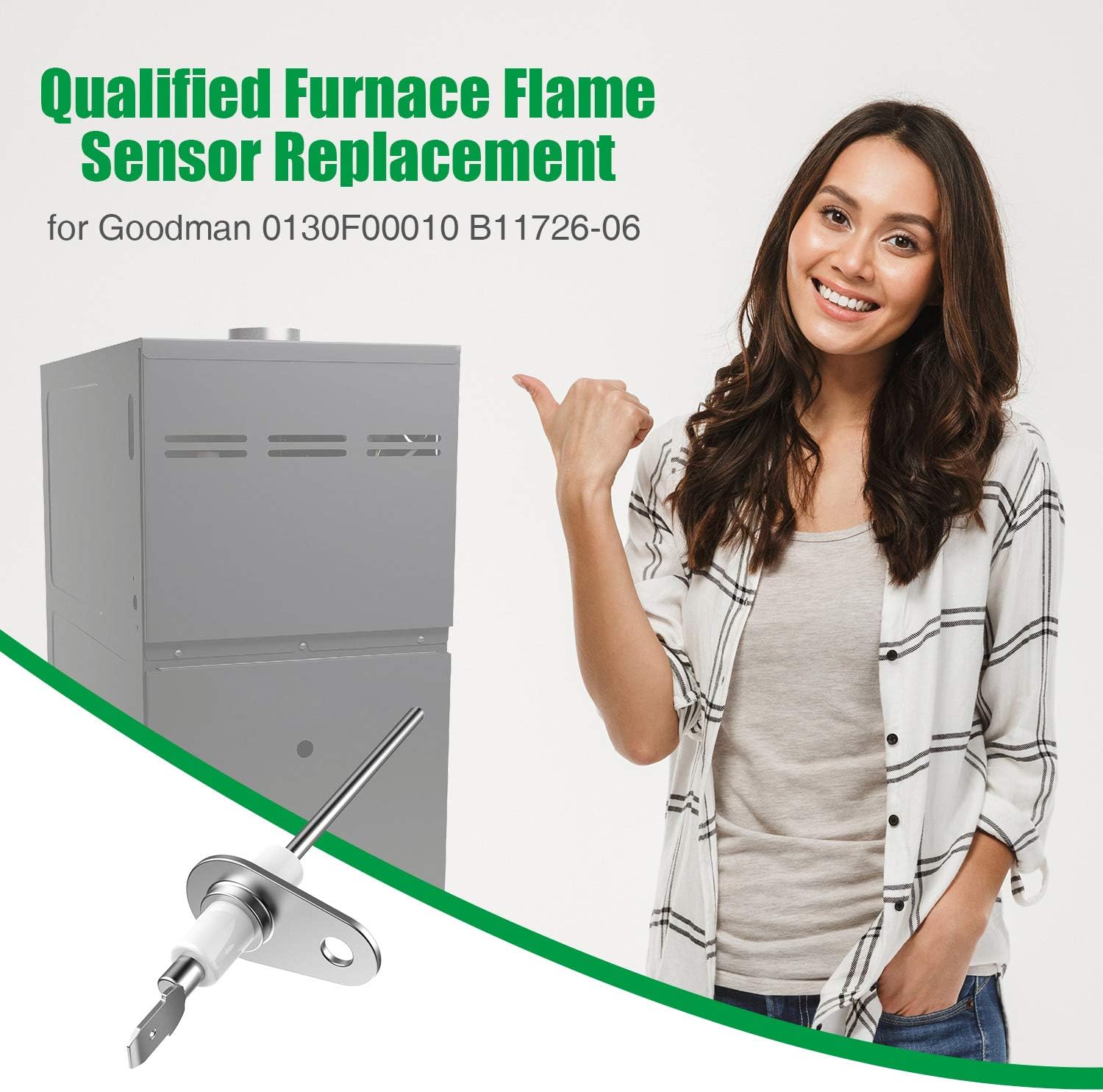 OEM Upgraded Qualified Furnace Flame Sensor Replacement for Goodman 0130F00010 B11726-06, 2 Pack - - 