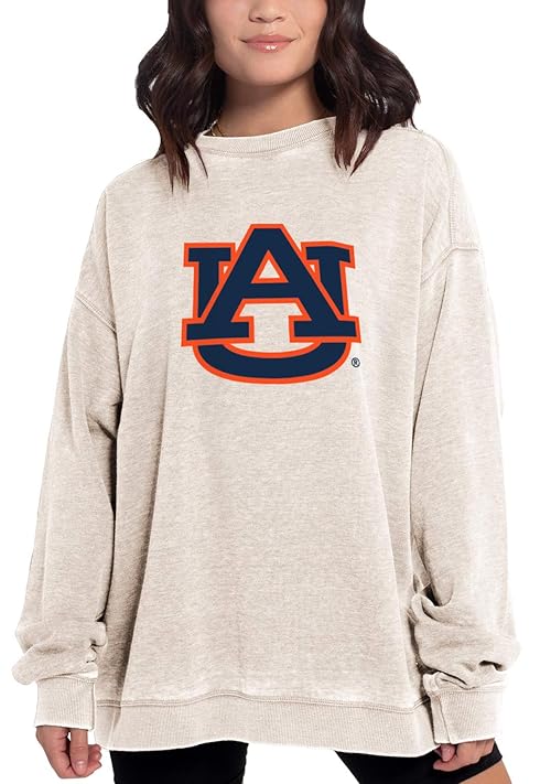 Chicka-d NCAA Auburn Tigers Womens Campus Crew Pullover, Oatmeal, Medium (449_NC_PL)