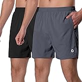 Men's 5 Inch Running Shorts Lightweight Athletic Workout Gym Shorts Liner with Zipper Pockets
