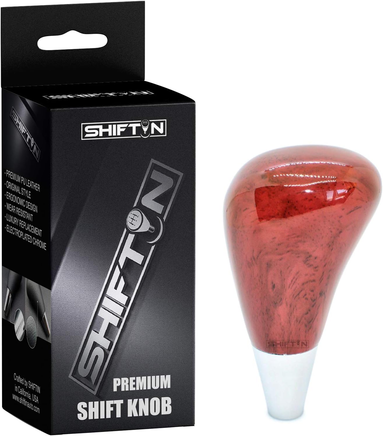 SHIFTIN Full Wood Gear Shift Knob Shifter for Toyota Avalon Rav4 Sienna Lexus ES300 ES330 GS430 GS300 SC Scion Mazda (Cherry Red)