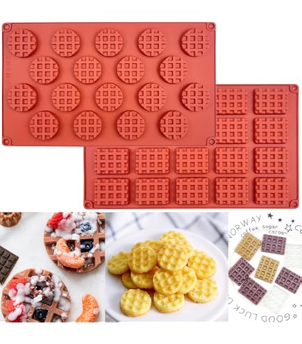 Lot De 2 Moules En Silicone En Forme De Gaufres - Pour Savon, Bougies, Résine, Argile - Loisirs Créatifs Et Décoration