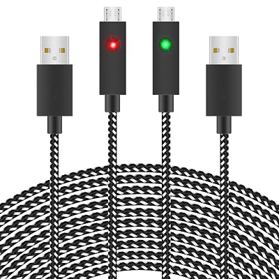 Xbox PS4 Controller Charging Cable,2 Pack 10FT Nylon Braided Micro USB Charge and Play Data Sync Cord with LED Light for Playstation 4,Dualshock