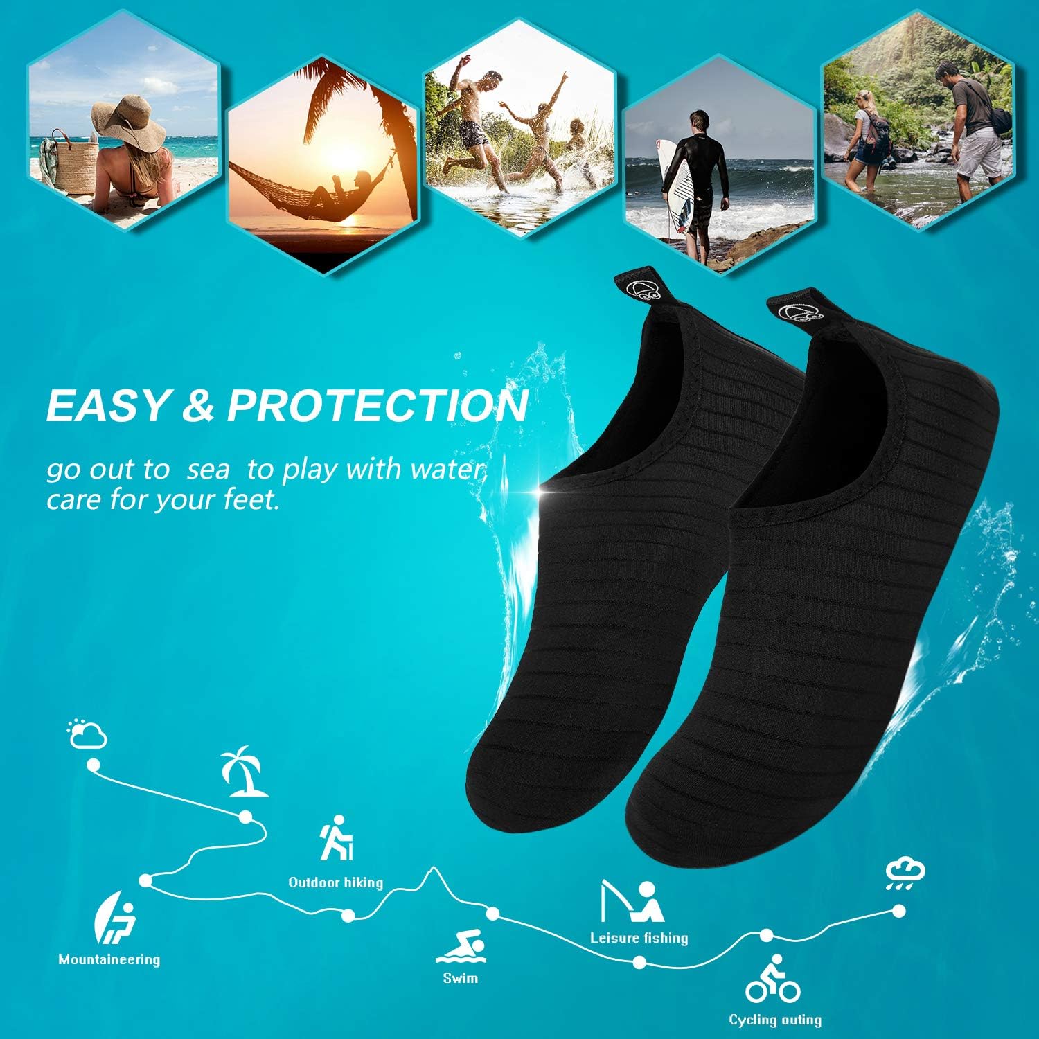  | YALOX Water Shoes Women's Men's Outdoor Beach Swimming Aqua Socks Quick-Dry Barefoot Shoes Surfing Yoga Pool Exercise | Water Shoes