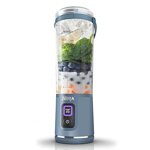 Ninja Blast Portable Blender, 530ml, Leakproof Lid & Sip Spout, Powerful Cordless Mini Blender, Rechargeable, Portable Smoothies, Protein Shakes, Blends Ice & Frozen Fruit, Denim Blue, BC151UKNV