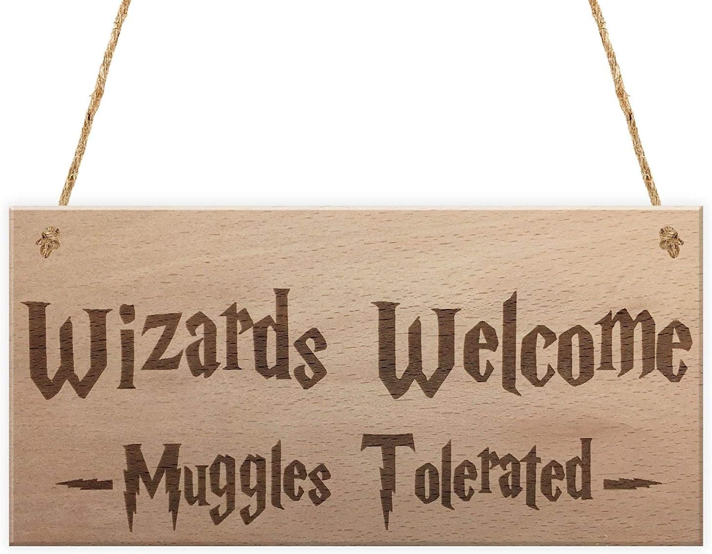 Red Ocean Wizards Welcome Muggles Tolerated Gift Hanging Plaque Magic Home Sign, brown, 7.87 x 3.94 inches - Image 3