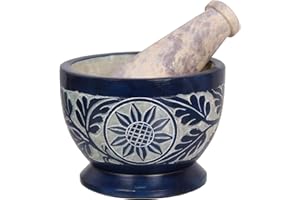 Divit Shilp Mortar and Pestle, Made of Heavy Duty Polished Hard Stone, Natural Stone Grinder for Spices, Pastes, Herbs, Seaso