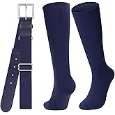 Baseball Socks and Belt for Youth Adult Softball Socks Combo Elastic Waist Belt for Men Kids Boys Girls Women JASGOOD