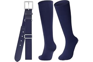 Baseball Socks and Belt for Youth Adult Softball Socks Combo Elastic Waist Belt for Men Kids Boys Girls Women JASGOOD