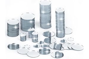 FUCEURY 225 Pieces Small Circle Craft Mirror, Mini Mosaic Mirror Tiles Round Decorative Glass Mirror for DIY Crafts, 0.5 Inch, 0.75 Inch, 1 Inch, 1.2 Inch