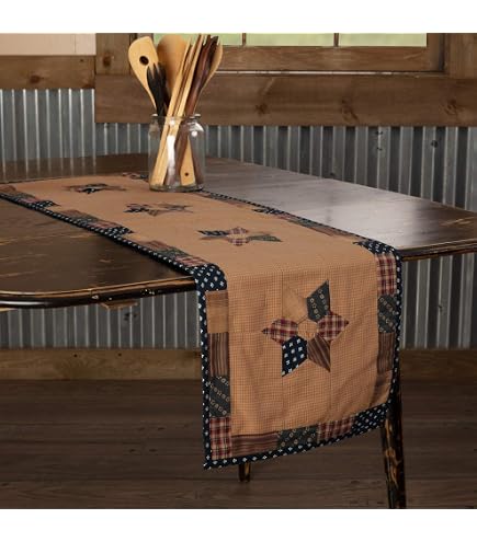 VHC Brands Heritage Farms Primitive Quilted Table Runner - 13x48 Rectangular Cotton
