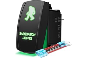 MICTUNING 5pin Bigfoot Rocker Switch ON-Off LED Light 20A 12V Green
