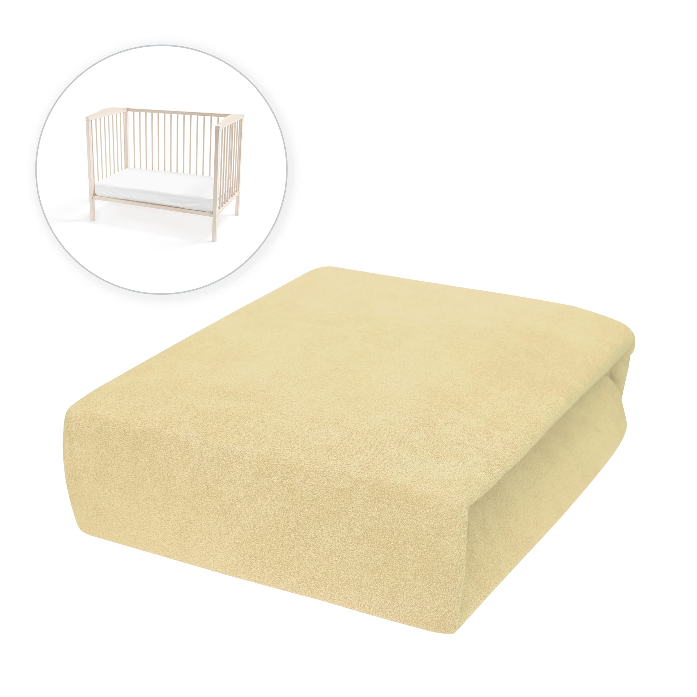 Baby Comfort Terry Fitted Sheet for 160x70 cm Toddler Junior Bed (Yellow)
