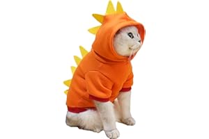 QWINEE Dinosaur Dog Hoodie Dog Warm Jacket Christmas Halloween Dog Costume Dog Clothes for Puppy Kitten Small Medium Dogs Cats Orange S