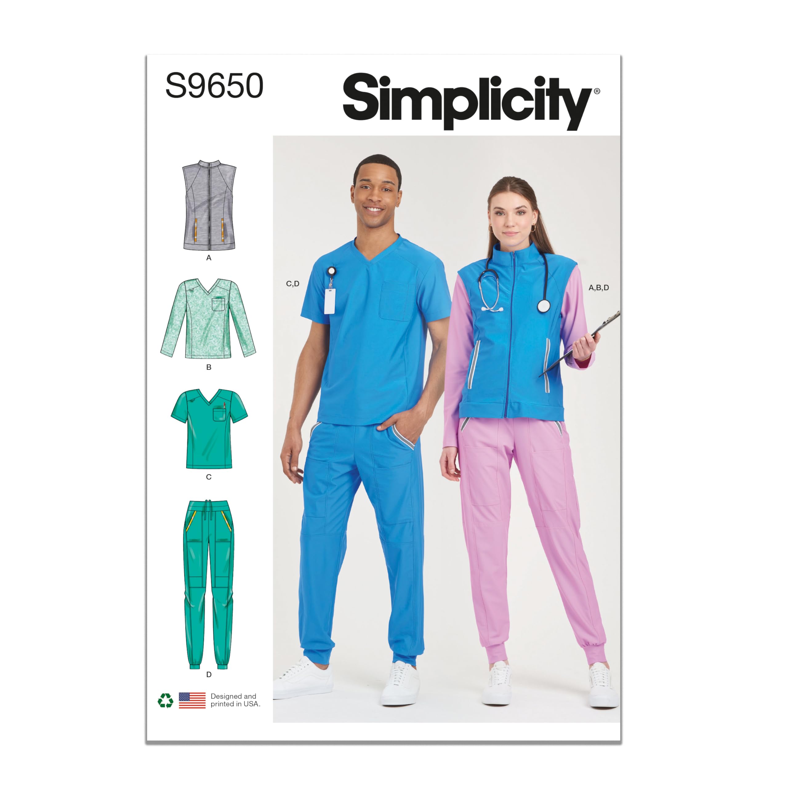 Simplicity SS9650A Unisex Scrub A (XXS-XS-S-M-L-XL-XXL)