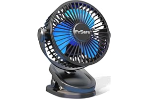 FrSara Portable Clip on Fan Battery Operated, 3 Speed Quiet Rechargeable Mini Table Fan, Quiet, high air volume, 360 degree free rotation, Mini Desk Fan, Stroller Fan