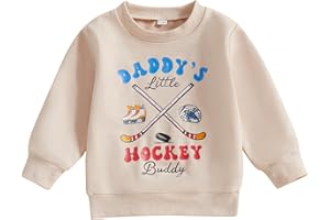 Nibbcoa Toddler Hockey Outfit Baby Boy Girl Daddy’s Little Hockey Buddy Sweatshirt Long Sleeve Pullover Kids Winter Clothes