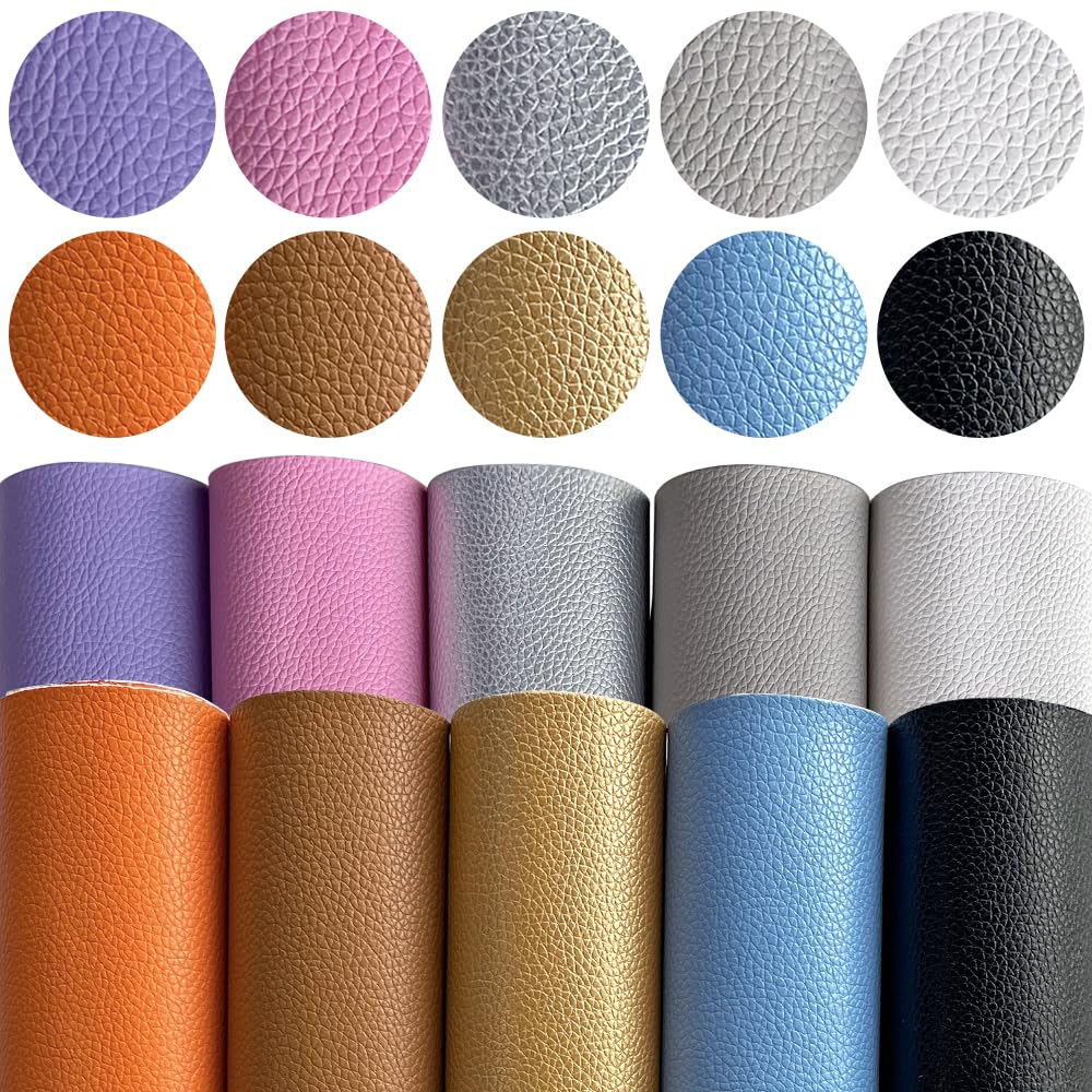 Photo 1 of Faux Leather Sheets-8.2"x11.8"(20cmx30cm) A4 Soft PU Synthetic Leather for Craft Supplies Wallets DIY Decoration (10Pack-Lychee)