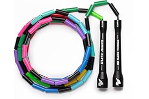 ELITESRS Elite Jumps - Do Hard Things 1” Beaded Jump Ropes - Strong & Durable Materials - Resize & Adjust - Fitness & Cardio Training - Improve Rhythm, Speed, Agility