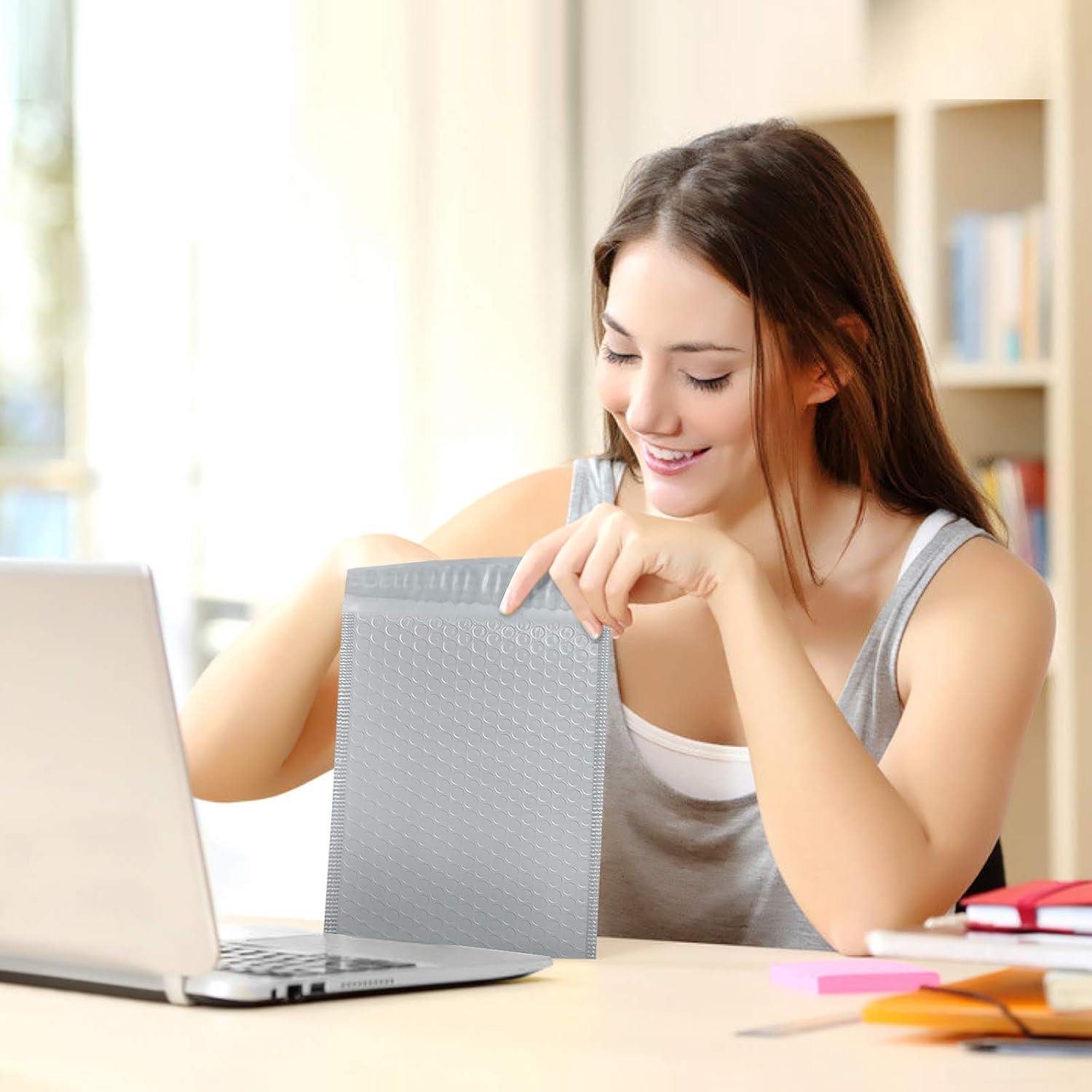 HBlife #0 6x10 Inches Poly Bubble Mailers Self Seal Gray Padded Envelopes, Pack of 50 : Office Products