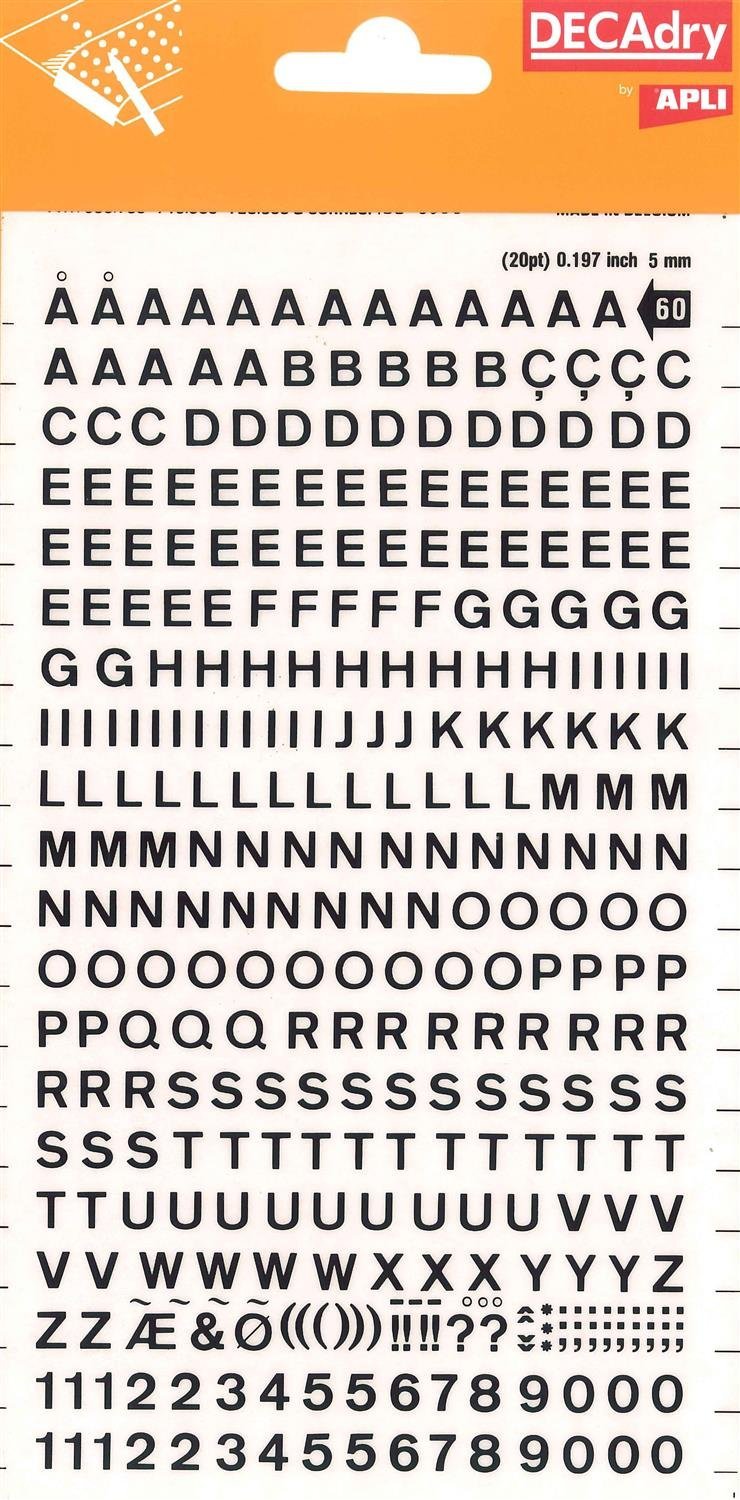 Transferable Letters and Numbers, Black, Letters and Numbers, 5 mm, Black — image 1