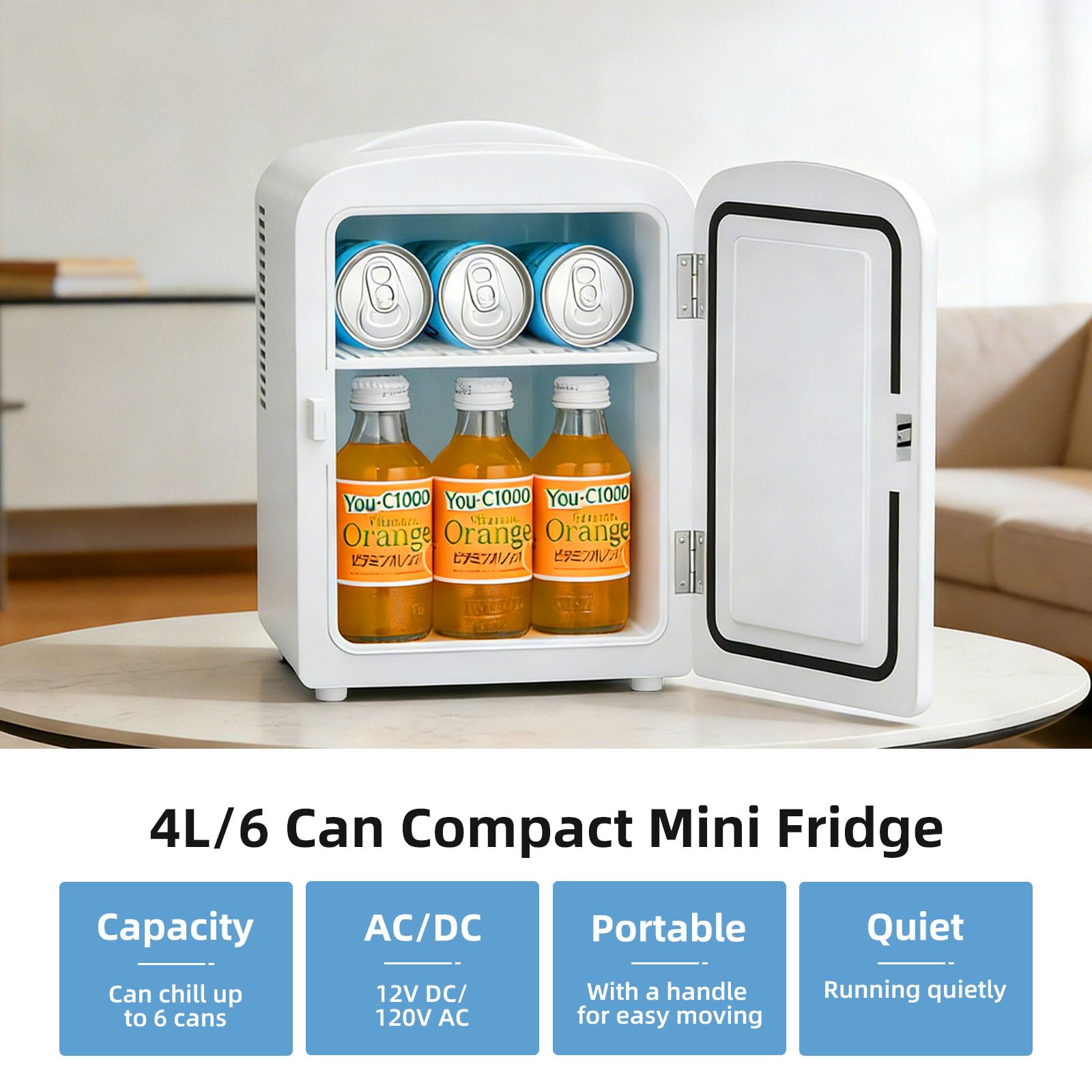 Condition photo showing New/Like New for antarctic star 4l/6 can portable mini fridge,personal compact refrigerator,small cooler for food,dri