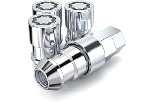 White Knight MG40710AM Chrome M12x1.50 Thread Size (1.46" L) Conical Seat Socket Type Wheel Locks, 4 Pack