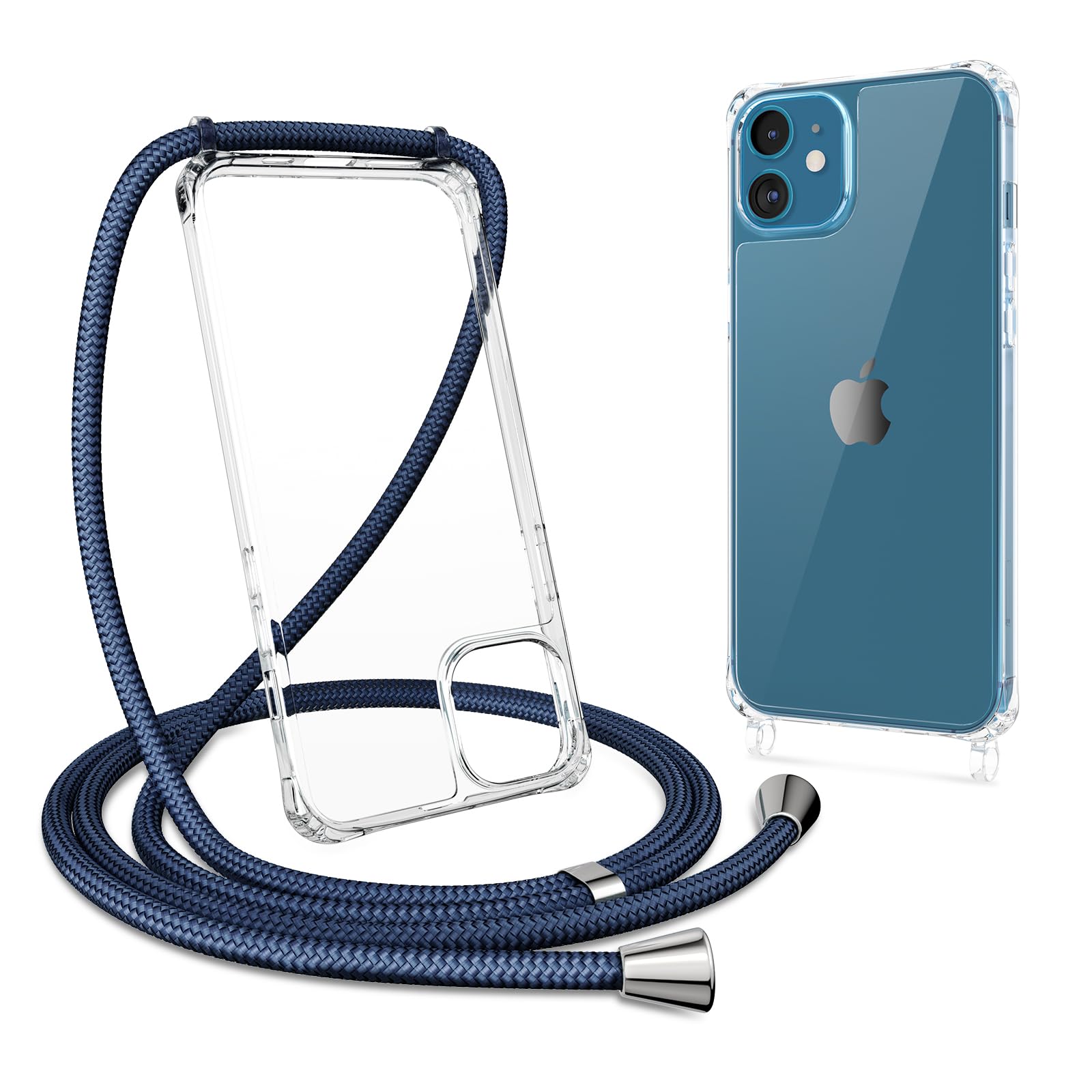 ZTOFERA Crossbody Lanyard Case for iPhone 11, Ultra Clear Hard Back with Soft Bumper Protective Phone Case with Strap Adjustable Neck Cord Necklace Shockproof Cover for iPhone 11, Navy Blue
