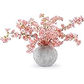 mizii 3Pcs Artificial Pink Cherry Blossom Branches 40" Fake Silk Cherry Blossoms Flowers with Long Stem for Wedding Decorations Table Centerpieces Vase Arrangement Home Decor (Pink)