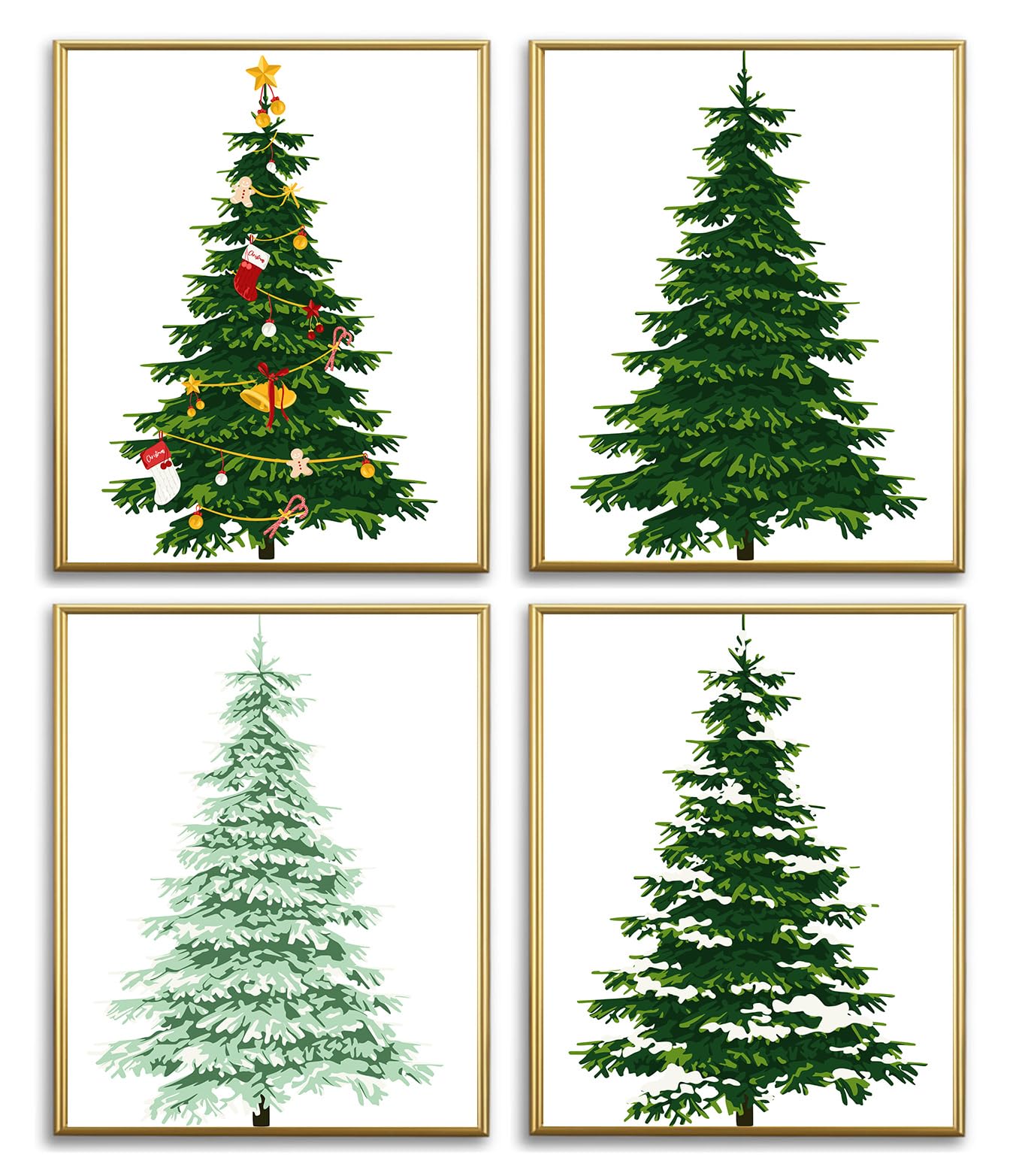 Christmas Tree Posters Wall Art - Merry Christmas Wall Decor,Aesthetic Botanical Pictures Winter Art, Pine Trees Gallery Wall Prints for Holiday Bedroom Bathroom Living Room