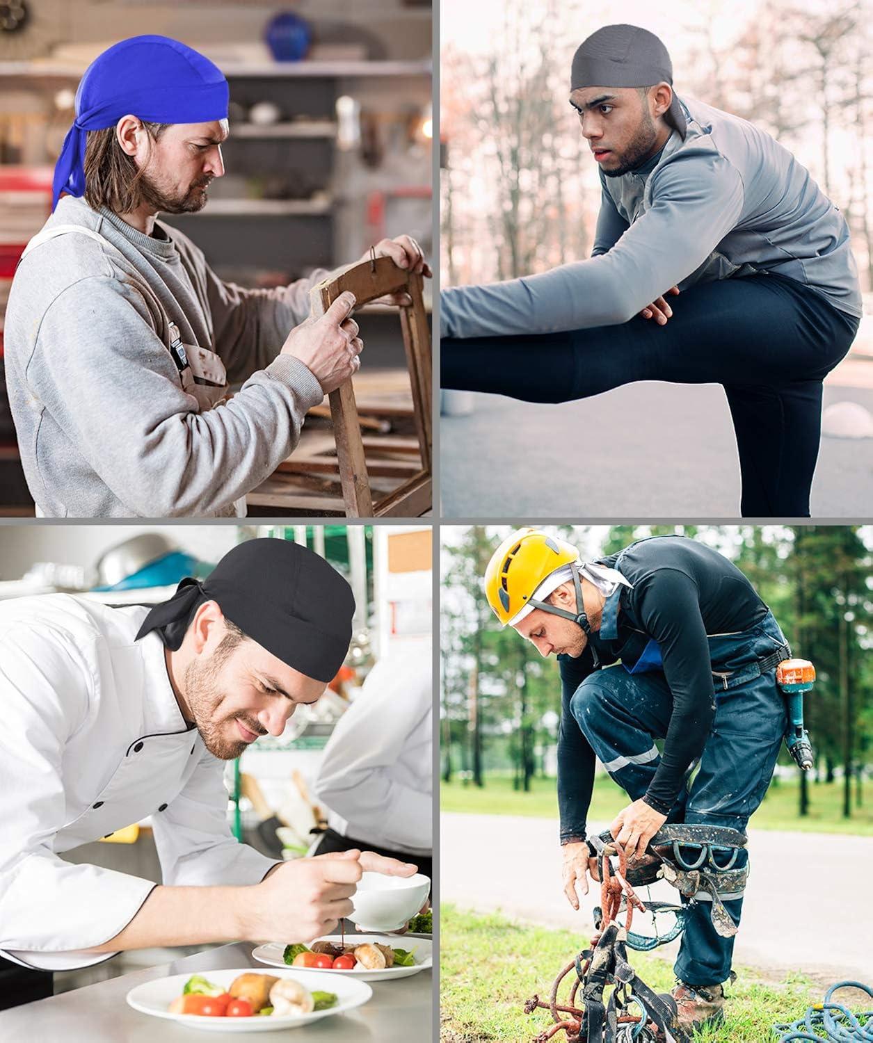 Cooling Helmet Liner - Do Rag Skull Cap for Men - Head Scarf, Bandana, Head Wrap, Beanie for Motorcycle, Cycling, Sports: Clothing