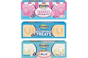 Peeps Chicks Pack of 3 - One of Each Flavor - Cotton Candy, Party Cake, Rice Crispy - 5 Count Pack - 15 Total Chicks - Smiling Sweets - Perfect for Sharing