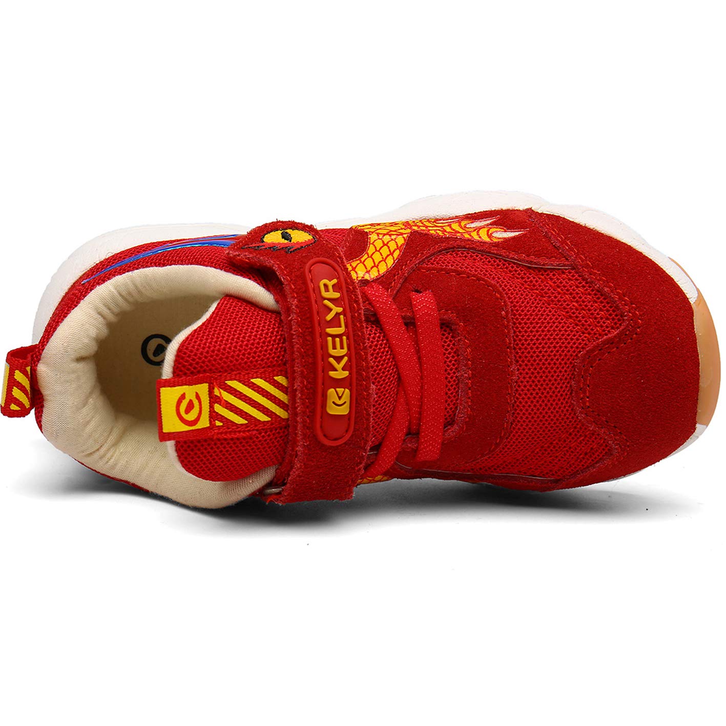 KELYR Kids Running Shoes Tennis Sneakers for Boys Athletic Outdoor Rubber-Sole Slip Resistant Size Red