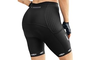 X-TIGER Padded Bike Shorts for Women 5D Gel Padding with Zipper Pockets Cycling Shorts Womens Bicycle Road Biking Biker Short