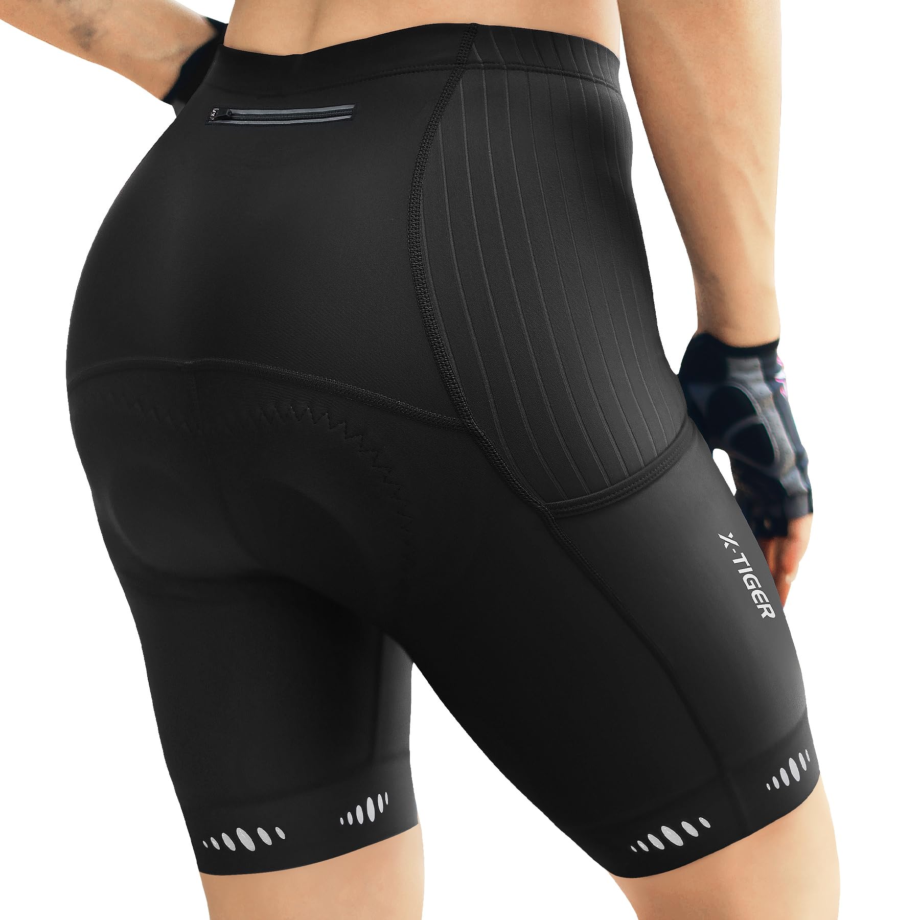 Photo 1 of X-TIGER Padded Bike Shorts for Women 5D Gel Padding with Zipper Pockets Cycling Shorts Womens Bicycle Road Biking Biker Short Black