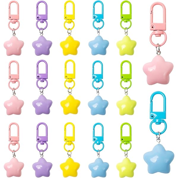 Lot De 5 Porte-clés étoiles En Gelée Colorées - Design Mignon, Silicone Doux, Fermoir Pivotant - Pour Sac à Dos, Trousseau, Décoration