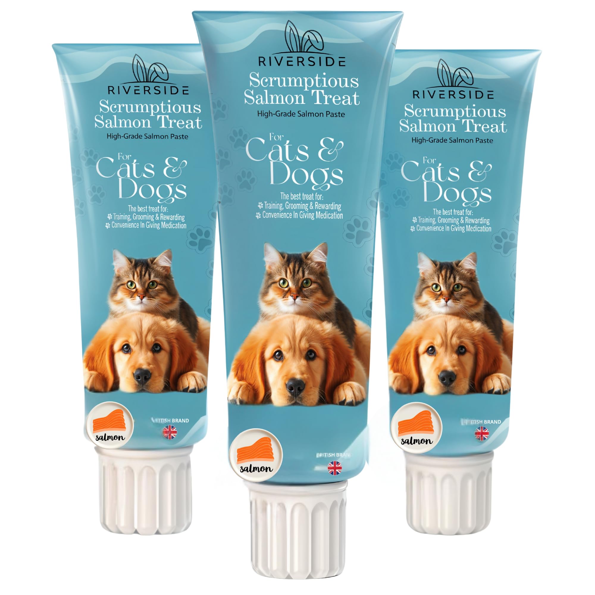 Riverside Salmon Paste for Dogs - 3 x 90g Omega-3 Rich Salmon Dog Treats - Delicious Dog Treats for Licky Mats - OIL SEPARATION IS NATURAL