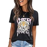 IRISGOD Womens Graphic Tees Casual Summer Short Sleeve Vintage T Shirts Tops