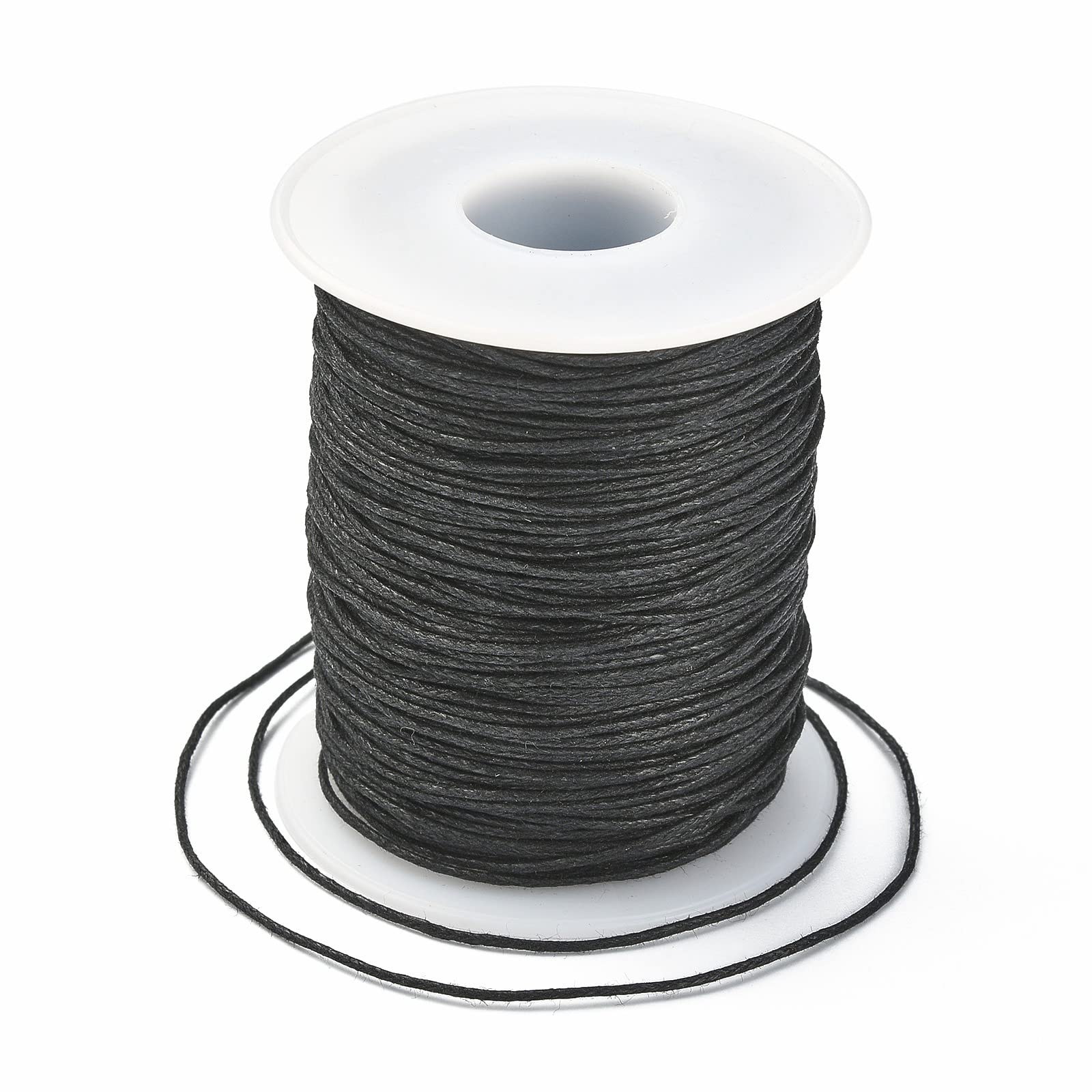 UR URLIFEHALL 100 Yards/ 90m x 1mm Black Waxed Cotton Cord Macrame Waxed Beading Thread String for Bracelet Necklace Jewellery Beading Crafting — image 1