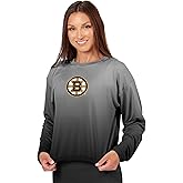 CERTO NHL Boston Bruins Women's Long Sleeve High-Low Top, Ombre Wash Crewneck T-Shirt, Officially Licensed Fan Apparel, Large