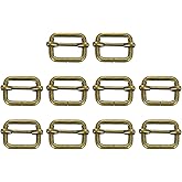 SUIKIHUM 10 Pack Metal Slide Buckle, 1 Inch Tri-Glides Circle Buckle Strap Adjuster Rectangle Belt Buckle Slide for Bag Purse Straps Making, Bronze