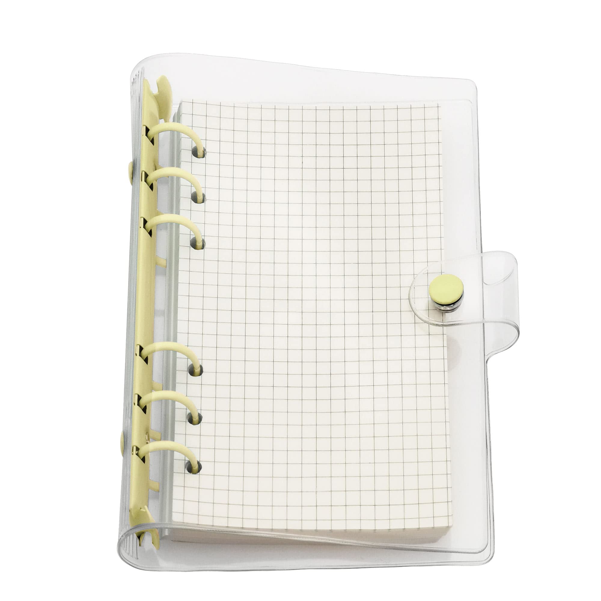 A6 A5 6-Holes Colorful PVC Cover Round Ring View Binder with Snap Button Closure File Folder (Popcorn, A6 mini Set)