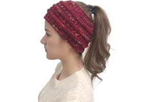 oelaio Clearance of Sale and Winter Knitted Headband Horsetail Hat Wool Headband Pullover Hat