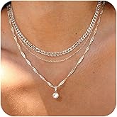 Sterling Silver Gold Necklace Stack, Layered Necklaces for Women Girls Dainty Charm CZ Diamond Pendant Necklace Non Tarnish Waterproof Layering Choker Twist Chain Necklaces Trendy Jewelry Gift