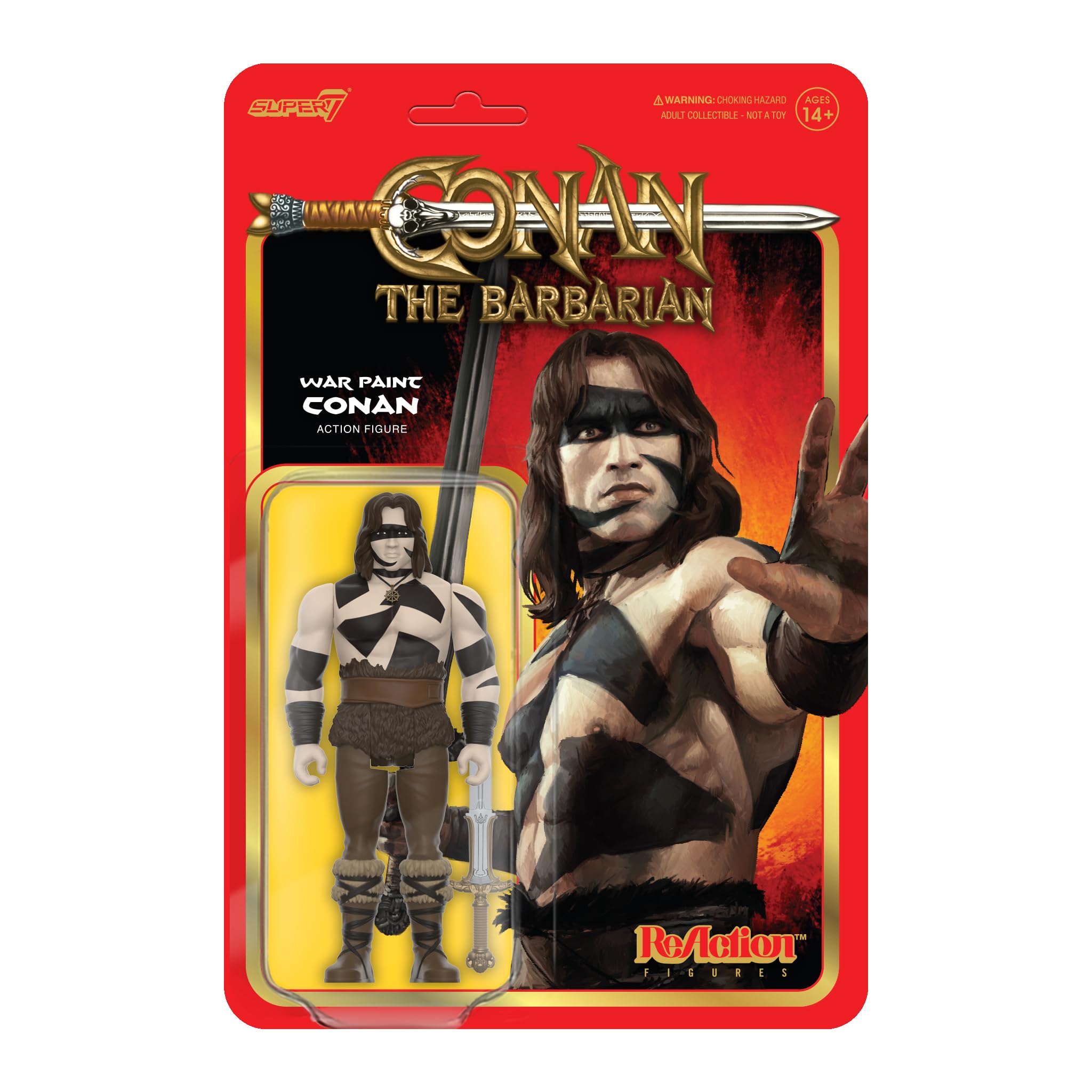 Super7 Conan The Barbarian War Paint – 3.75″ Conan Action Figure with Accessory Classic Movie Collectibles and Retro Toys