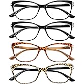 WEMOOTANTS 4 Packs Reading Glasses for Women Fashion Readers 1.0 1.5 2.0 to 3.5 with Spring Hinges for Comfy Fit
