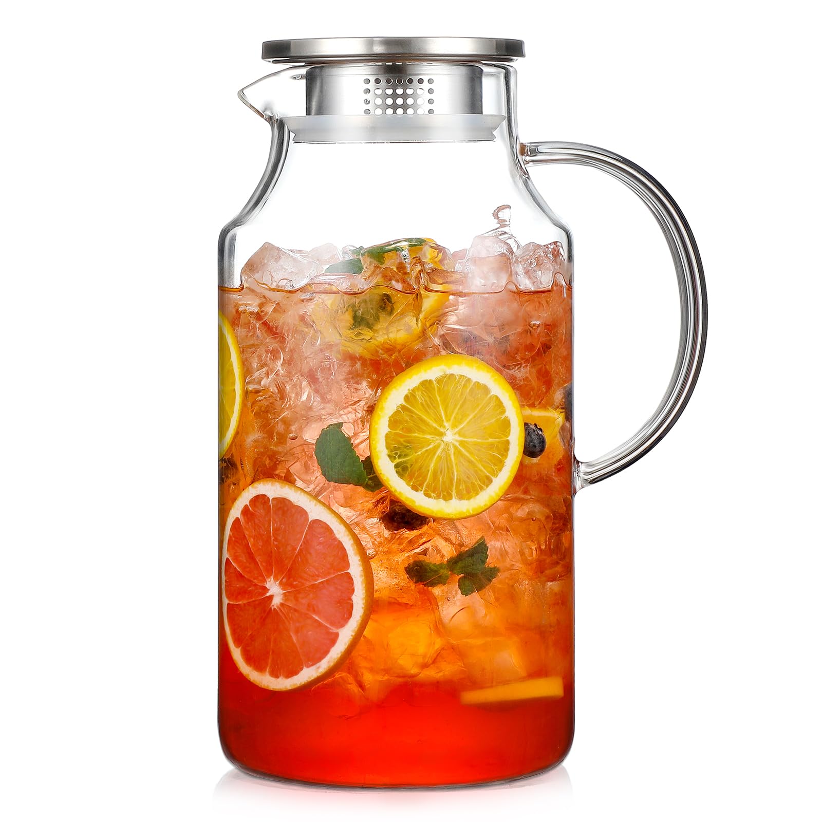 Photo 1 of 1 Gallon thickened Glass Pitcher with Lid and Spout, Borosilicate Glass Carafe for Hot/Cold Drink, Water Pitchers for Fridge, Extra Large Jug with Handle for Iced Tea, Coffee,Juice,Homemade Beverage