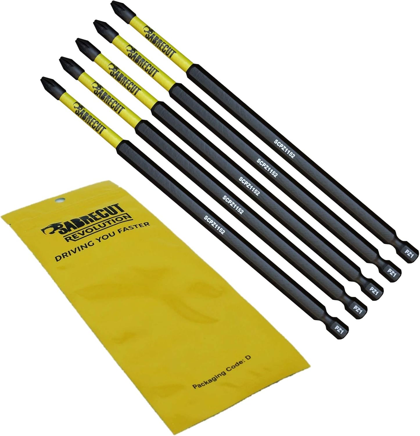 5 x SabreCut SCPZ1152_5 152mm PZ1 Magnetic Impact Screwdriver Driver Bits Set Pozi Pozidriv Heavy Duty