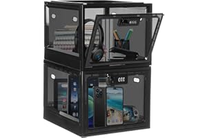 Lalifebuss Combination Lock Boxes for Personal Items, Lockable Storage Box for Office Locker/School/Medicine/Snacks/Phone Jail/Electronic/Home (2 Pack/Black)