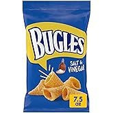 Bugles Crispy Corn Snacks, Salt &amp; Vinegar, Snack Bag, 7.5 oz | Cone-Shaped Corn Snack With Salt &amp; Vinegar Flavor, Great for Trail Mix, Lunch Boxes &amp; Office Snacking